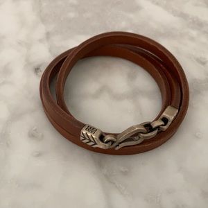 David Yurman brown leather wrap brac - mens/womens